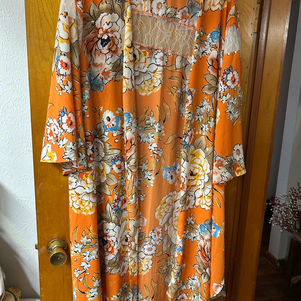 Cato Orange Floral Kimono